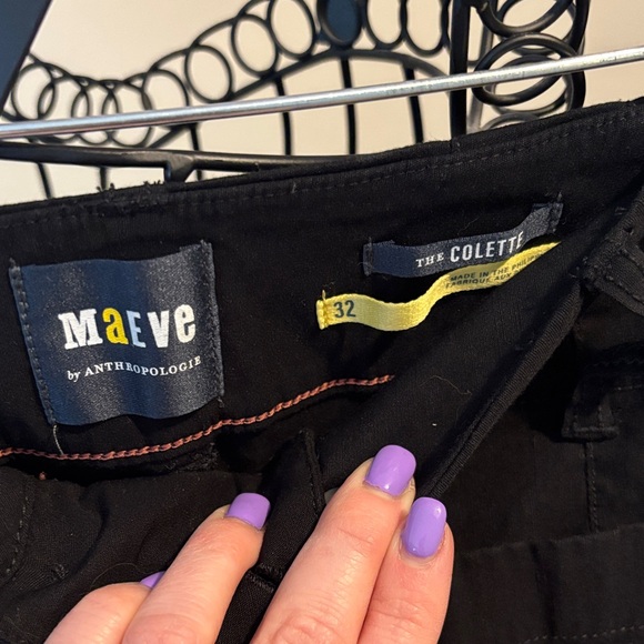 Anthropologie Maeve Collette Black Straight-Leg Pants - Picture 2 of 4